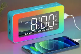 Ch-06 Afexoa Rgb Night Light Alarm Clock For Kids Teenagers Adults Mirrored Cloc