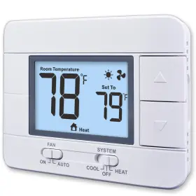 B0bfdlscdg Aowel Non-programmable Thermostat 1 Heat/1 Cool Single-stage Lcd White Backlight