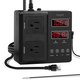 Bayite 445037015086 Temperature Controller 1650w 15a Btc211 Dual Digital Outlet Thermostat