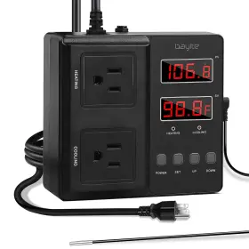 Btc211 Bayite 445037015086 Temperature Controller 1650w 15a Dual Digital Outlet Thermostat