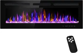 Betelnut 750743718099 50 Inch Electric Fireplace Wall Mounted And Recessed With Remote Control
