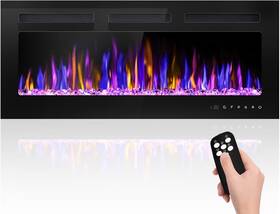 Betelnut Sz06-037-40 40 Inch Electric Fireplace Wall Mounted And Recessed With Remote Control 750/150