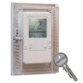 Bisupply 810009870647 A/c Thermostat Lock Box With Key L 1pk - Plastic Locking Wall Cove