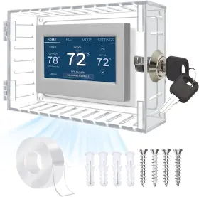 Branded 445030165191 Transparent Thermostat Lock Box With Key For Ac Fits Thermostats 6.1 Inch X 3.85 Or