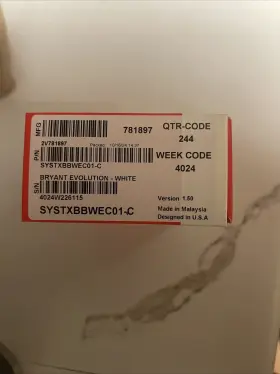 Systxbbwec01-c Bryant Systxbbweco1-c New Evolution Connex Control White Version