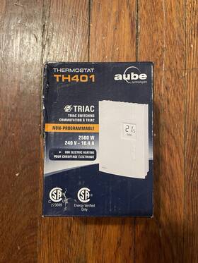 Cadet 72838 Aube Technologies Heating And Cooling Push Buttons Non-programmable Thermostat