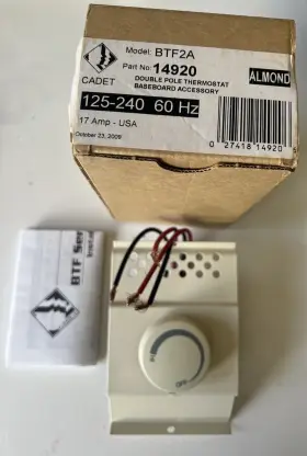 Btf2a Cadet Double-pole Thermostat Baseboard Accessory Almond