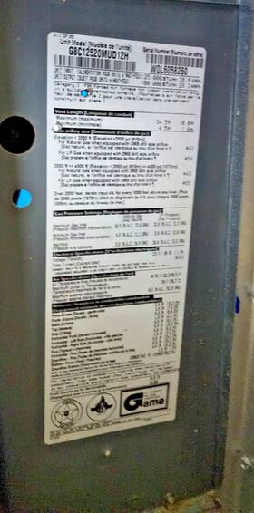 Coleman G8c12520mud12h Semi Used Furnace - Model #