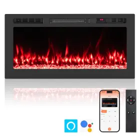 Us-2hcst09229 Costway 36 Inch Smart Wifi Electric Fireplace Work With Alexa And Google Assistant Recessed