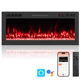 Costway Us-2hcst09230 42 Inch Smart Wifi Electric Fireplace Work With Alexa And Google Assistant Recessed
