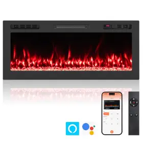 Us-2hcst09230 Costway 42 Inch Smart Wifi Electric Fireplace Work With Alexa And Google Assistant Recessed