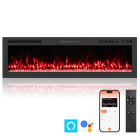 Costway Us-2hcst09232 60 Inch Smart Wifi Electric Fireplace Work With Alexa And Google Assistant Recessed