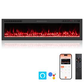 Costway Us-2hcst09937 68 Inch Smart Wifi Electric Fireplace Work With Alexa And Google Assistant 12h Timer