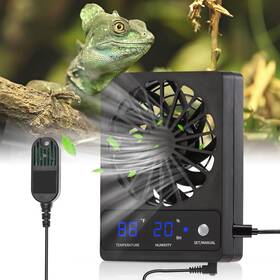 Daotaili Ahf01s Reptile Tank Fan With Thermometer And Hygrometer Led Display Auto Ventilatio