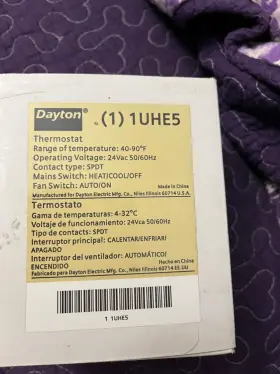 1uhe5 Dayton Thermostat Model