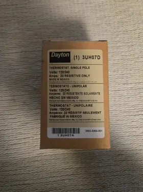 3uh07d Dayton Thermostat -single Pole 120/240 Volts