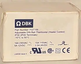 Fgt100 Dbk Adjustable Din Rail Thermostat -10 C To 50 16a 115 230v Ac New