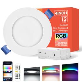 Dcvoltfield 0oi2sugv 12pack Smart Rgb Recessed Lighting 4inch Ultra-thin Canless Led Downlight 2.4