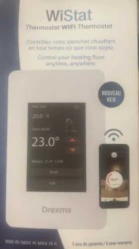 Drexma 831459009418 Wistat Wi-fi Thermostat For Electric In-floor Heating 2.4 And 5 G Network