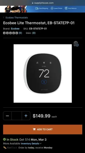 Ecobee3 Ecobee 692621974862 3 Lite Newest Generation 2025