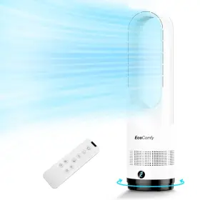 Uml-18 Ecocomfy Bladeless Tower Fan For Bedroom 22inch Oscillating Cooling Fans With Remote