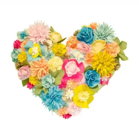 Edie Home 313032393348 Indoor And Outdoor Floral Heart Shaped Petal-sky Multi-colored Dimensional 16x16 D