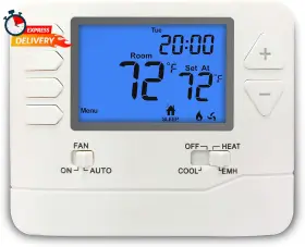 Electeck 705354003881 Heat Pump Digital Thermostat For Home Non-programmable Up To 2 Heat/1