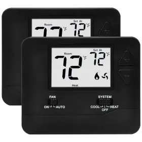 Electeck 767065009064 2 Pack - Digital Thermostat With Large Lcd Display Non-programmable C