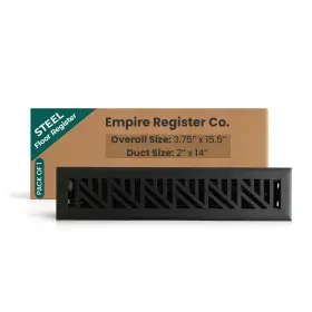Er2300-214-st-txb Empire Register Co Steel Floor - 2x14 Inch Abstract Design Textur