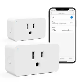 Evas Light 774388156450 Zwave Dimmer Plug 800 Series 2 Pack Dimmable Outlet Built-in Repeater