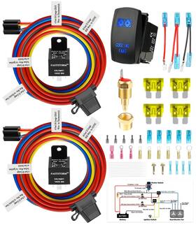 Faststorm 104072 12v Dual Electric Fan Waterproof Relay Kit With Cooling Fans Rocker Switch Wi