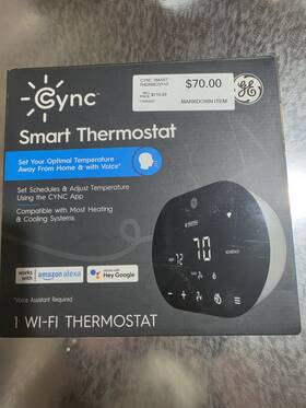 Ge 113262027 Cync Smart Thermostat Wi-fi Programmable Alexa Google Home App Control Black