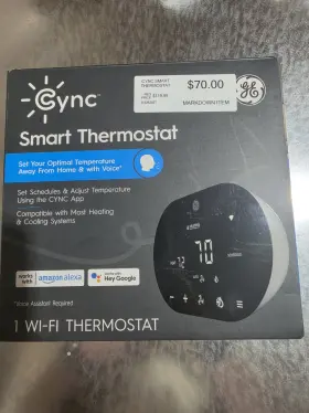 113262027 Ge Cync Smart Thermostat Wi-fi Programmable Alexa Google Home App Control Black
