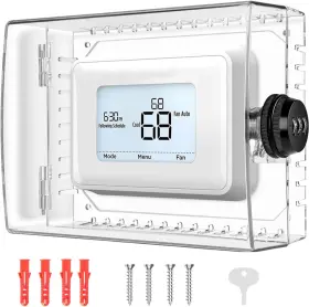 Lock-02 Gedreew 445054843808 Large Thermostat Lock Box With Combination Clear Cover Guard On
