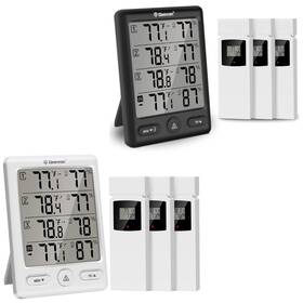 Geevon 228646 Indoor Outdoor Thermometer Wireless With 3 Remote Sensors Black And White