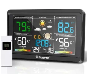 238665 Geevon Weather Stations Wireless Indoor Outdoor Thermometer Color Va Display