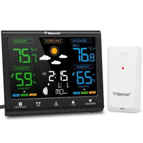86250 Geevon Weather Stations Wireless Indoor Outdoor Thermometer Hd Color Display