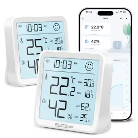 Gl-25th08-2-wh-wus Geevon-link 2pack Indoor Hygrometer Thermometer Bluetooth Wifi Humidity Temperature Gaug