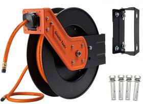 Giraffe Tools Ta10 Retractable Air Hose Reel Swivel With 3/8 Inch X 25 Ft Hybr