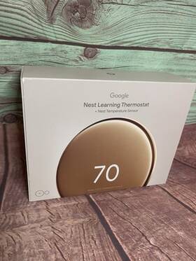 Google 56489 Nest Learning Thermostat 4th Gen With Temperature Sensor Gold