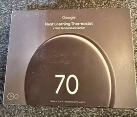 Google Ga01915-us Nest Learning Thermostat Wireless With Temperature Sensor Matter Obsidian