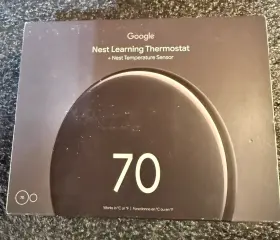 Ga01915-us Google Nest Learning Thermostat Wireless With Temperature Sensor Matter Obsidian