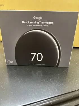 Ga05149-us Google Nest Learning Thermostat With Temperature Sensor Black Dial Display