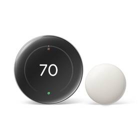 Google Nest Ga05464-us Learning Thermostat Round Black Dial Wifi Matter Temp Sensor