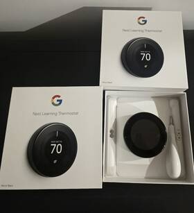 Google Nest W3l03 Learning Thermostat Mirror Black Round Wi Fi Dial Programmable