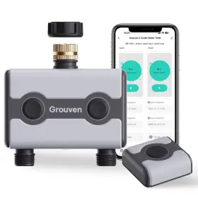 G21188 Grouven 21189 Wifi Sprinkler Timer 2 Outlet Water With Rain Delay App Control Via 2.4