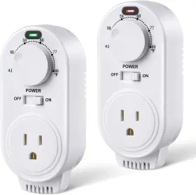 Gulfmew 445038386314 2 Pack Adjustable Thermostat Plug In Heating And Cooling Controlled