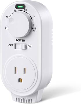 Gulfmew 744110693195 Adjustable Thermostat Plug In Heating And Cooling Controlled Outlet