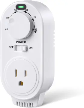 Gulfmew 744110693195 Adjustable Thermostat Plug In Heating And Cooling Controlled Outlet