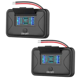 Gsg2023-1m Hapytrip 2 Pack 78w 4 Port 12v Usb Outlet Wall Mount Dual 36w Pd And 18w Qc3.0 Lig